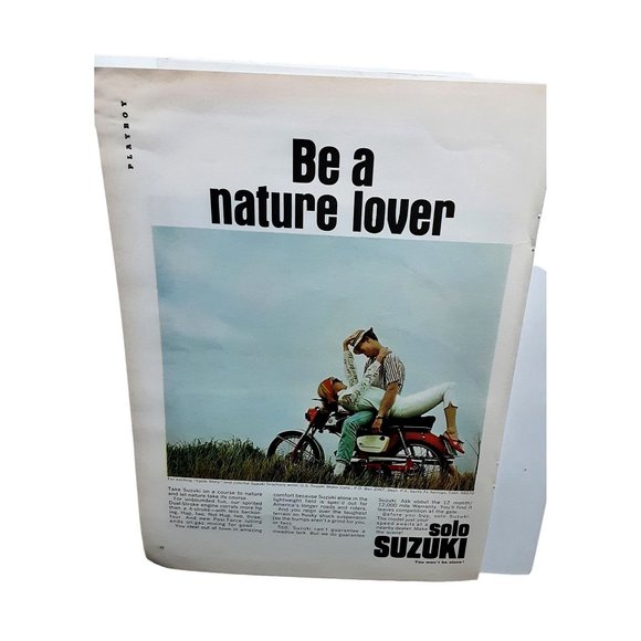 American Vintage Other - 1967 Suzuki Solo Motorcycle Vintage Print Ad 60s Original